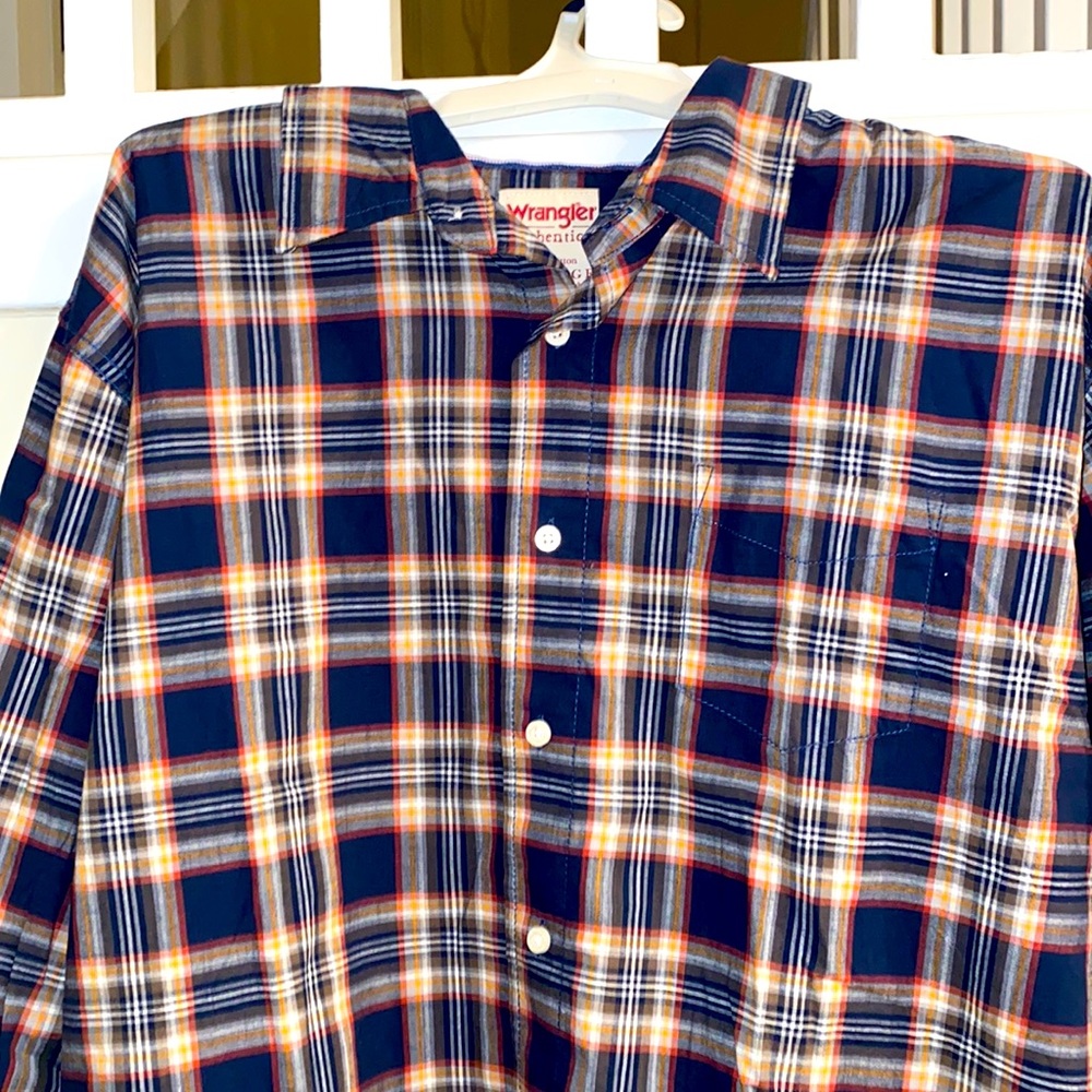 Wrangler Authentic Plaid Pattern 2X Mens Casual Button Down Shirt